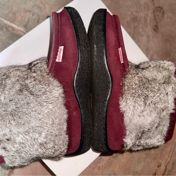 Minimok burgundy upper suede rabbit fur booties - Picture 4 of 4